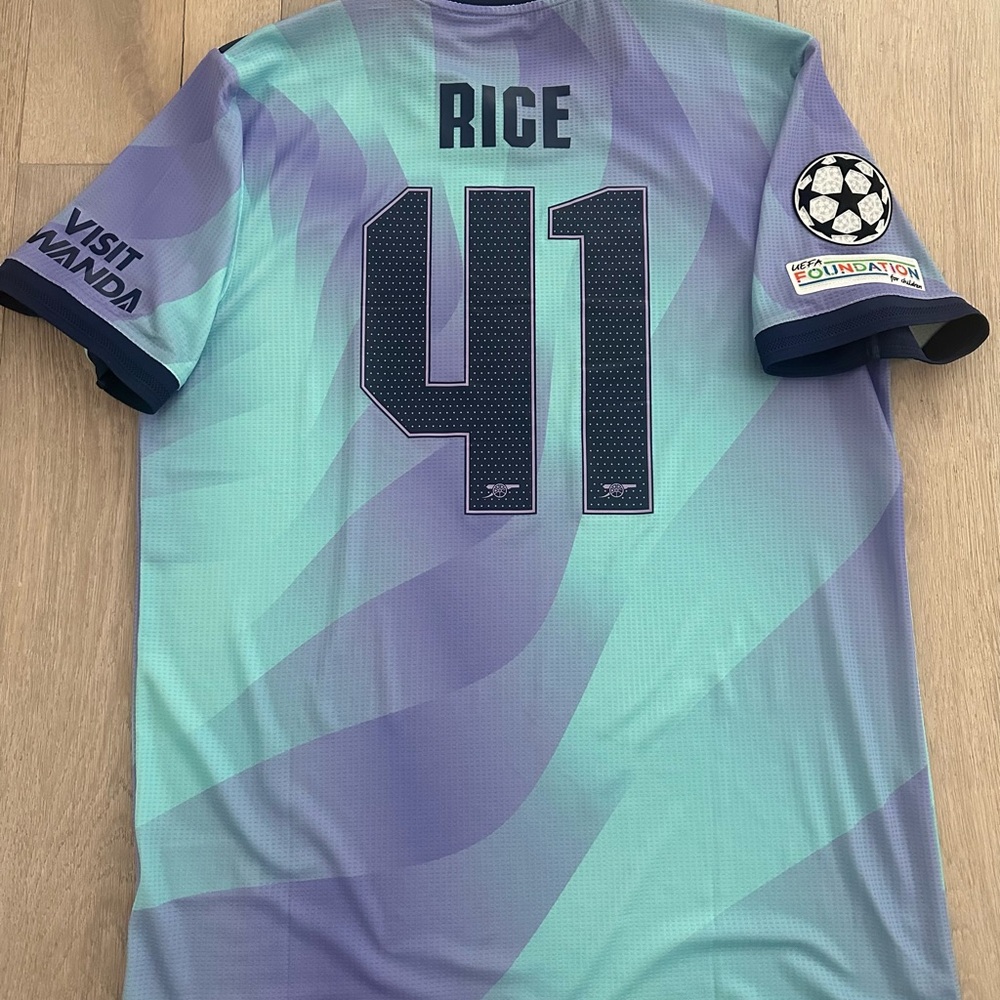 2024-2025 Arsenal Authentic Third Kit Champions League Declan Rice Size L